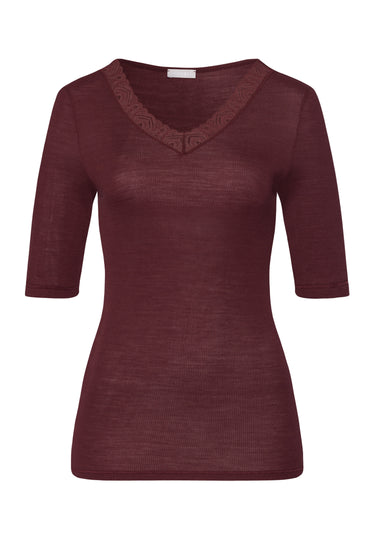 Woolen Lace Lace Trim Wool And Silk Top | Vivid Brown 70829-2421